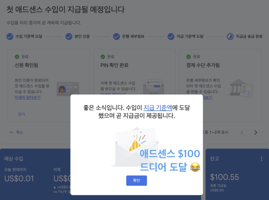 애드센스 첫 수익, 블로그 9개월 만에 입금받은 후기